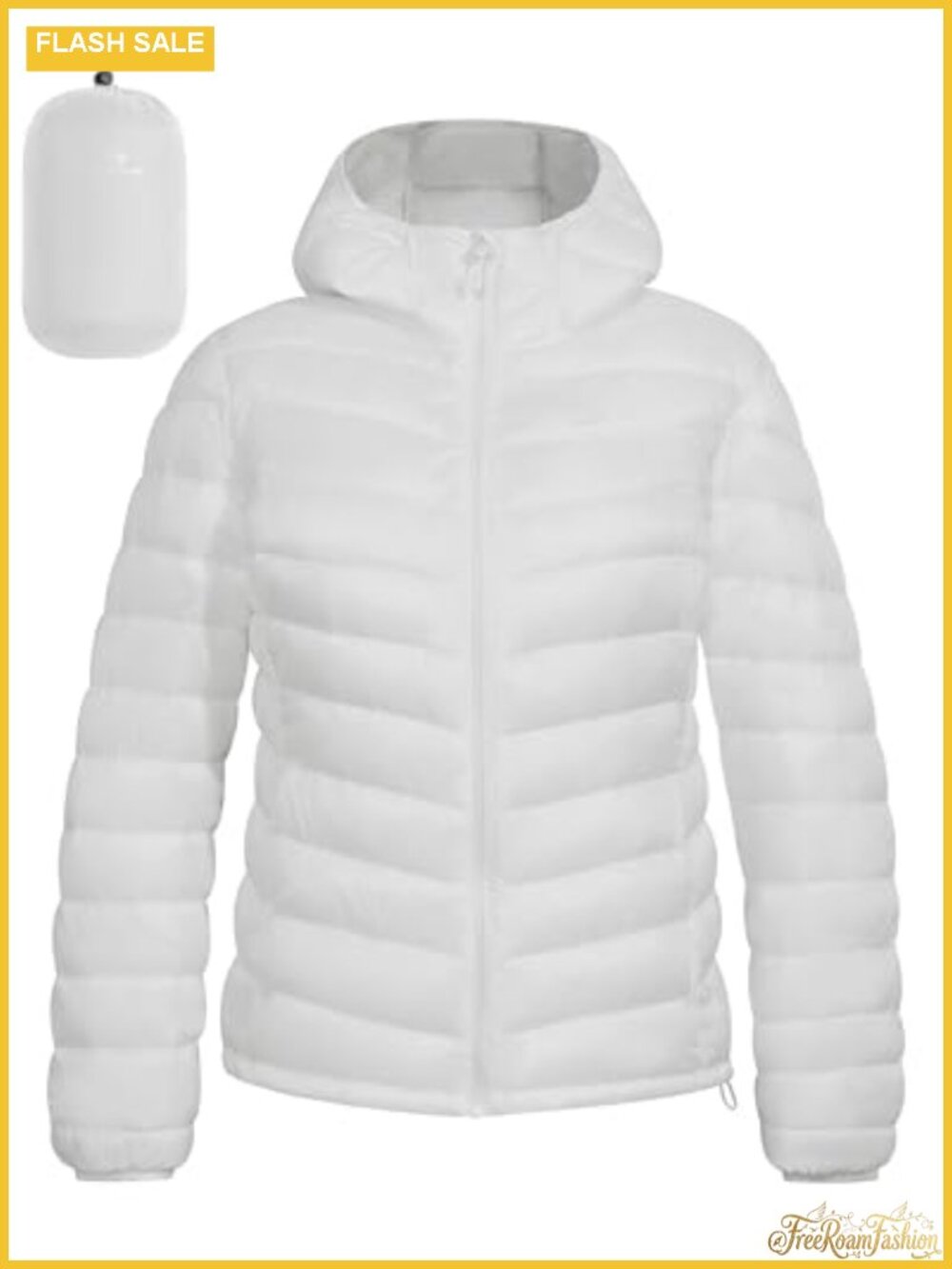 Packable Puffer Jacket Lightweight Water-Repellent Quilted Hooded Coat